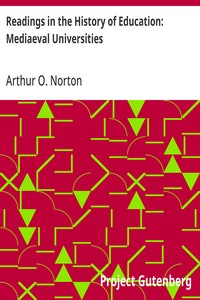 Readings in the History of Education: Mediaeval Universities