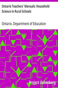 Ontario Teachers' Manuals: Household Science in Rural Schools