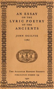 An Essay on the Lyric Poetry of the Ancients