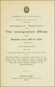 The immigration offices and statistics from 1857 to 1903
