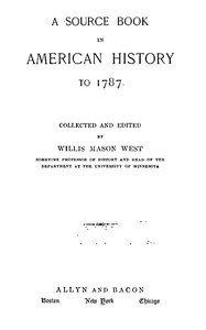 A Source Book in American History to 1787