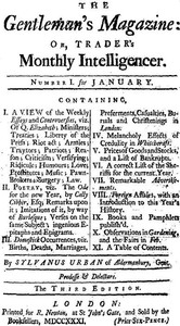 The Gentleman's Magazine, January 1731 Or, Trader's Monthly Intelligencer