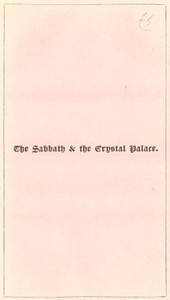 The Sabbath and the Crystal Palace