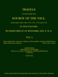 Travels to Discover the Source of the Nile, Volume 1 (of 5)  In the years 1768, 1769, 1770, 1771, 1772 and 1773
