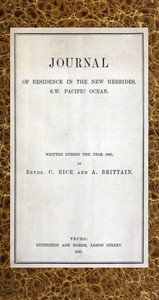 Journal of Residence in the New Hebrides, S.W. Pacific Ocean