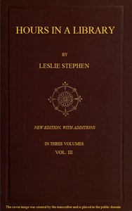 Hours in a Library, Volume 3  New Edition, with Additions
