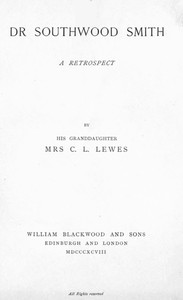 Dr. Southwood Smith: A Retrospect