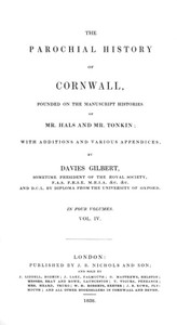 The Parochial History of Cornwall, Volume 4 (of 4)
