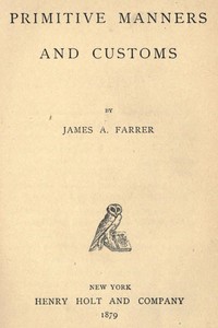 Primitive Manners and Customs