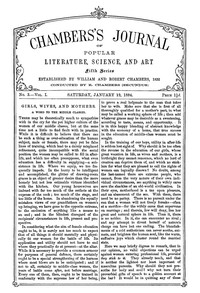 Chambers's Journal of Popular Literature, Science, and Art, Fifth Series, No. 3, Vol. I, January 19, 1884