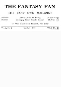 The Fantasy Fan, Volume 2, Number 2, October 1934 The Fan's Own Magazine