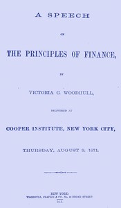 A Speech on the Principles of Finance