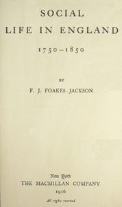 Social life in England, 1750-1850