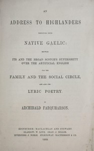 An address to Highlanders respecting their native Gaelic