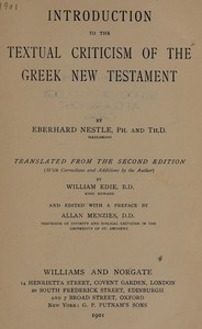 Introduction to the textual criticism of the Greek New Testament