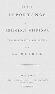 Of the importance of religious opinions