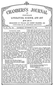 Chambers's Journal of Popular Literature, Science, and Art, fifth series, no. 151, vol. III, November 20, 1886