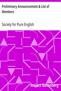 Preliminary Announcement & List of Members  Society for Pure English, Tract 01 (1919)